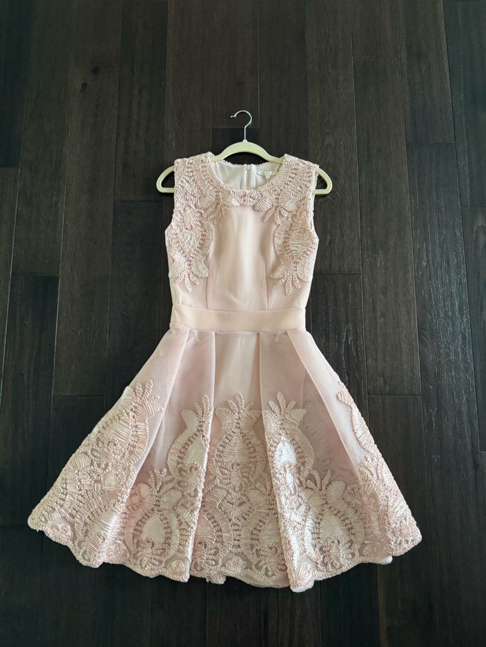 Women’s Blush Pink Lace Overlay Party Dress